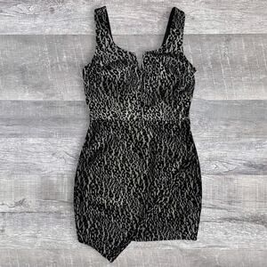 BCX Lace Animal Print Short Sheath Dress NEW 11 Sleeveless Asymmetrical Hem